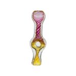 Glass Chillum Pipe - Pink Gold Fuming Inside Out Explosion With Donut