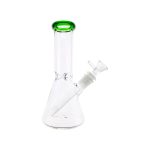 8 Inch Clear Beaker Bong With Green Color Lip