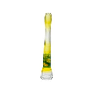 Glass Chillum Pipe - Yellow Silver Fuming With Green Wrap