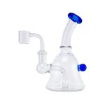 Mini Bell Shape Dab Rig With Blue Mouthpiece And Marble