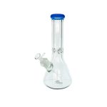 9mm Thick Clear Beaker Water Pipe Bong With Periwinkle Mouthpiece 12 Inch