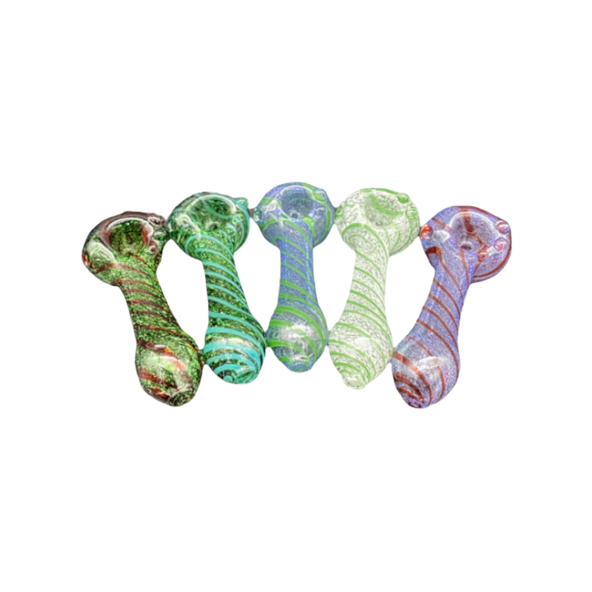 Glass Hand Pipe - Double Blown Inside Out Spiral Colors