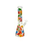 Clear Beaker Glass Bong With Flowers 10 Inch