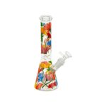Clear Beaker Glass Bong With Flowers 10 Inch