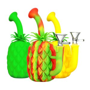 Silicone Pineapple Water Pipe - 7" / 14mm F / Colors Vary