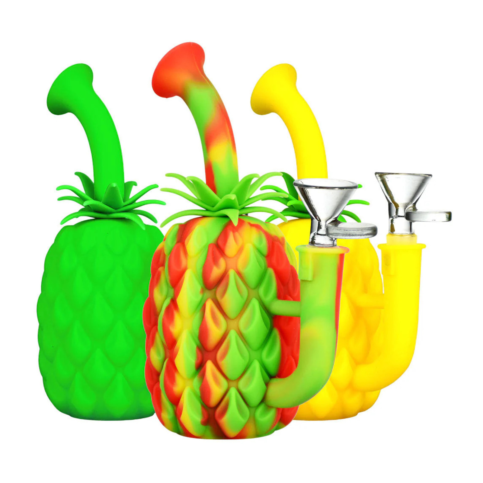 Silicone Pineapple Water Pipe - 7" / 14mm F / Colors Vary