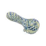 Glass Hand Pipe Blue Latticino Twist