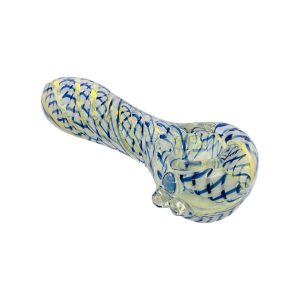 Glass Hand Pipe Blue Latticino Twist