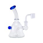 Mini Bell Shape Dab Rig With Blue Mouthpiece And Marble