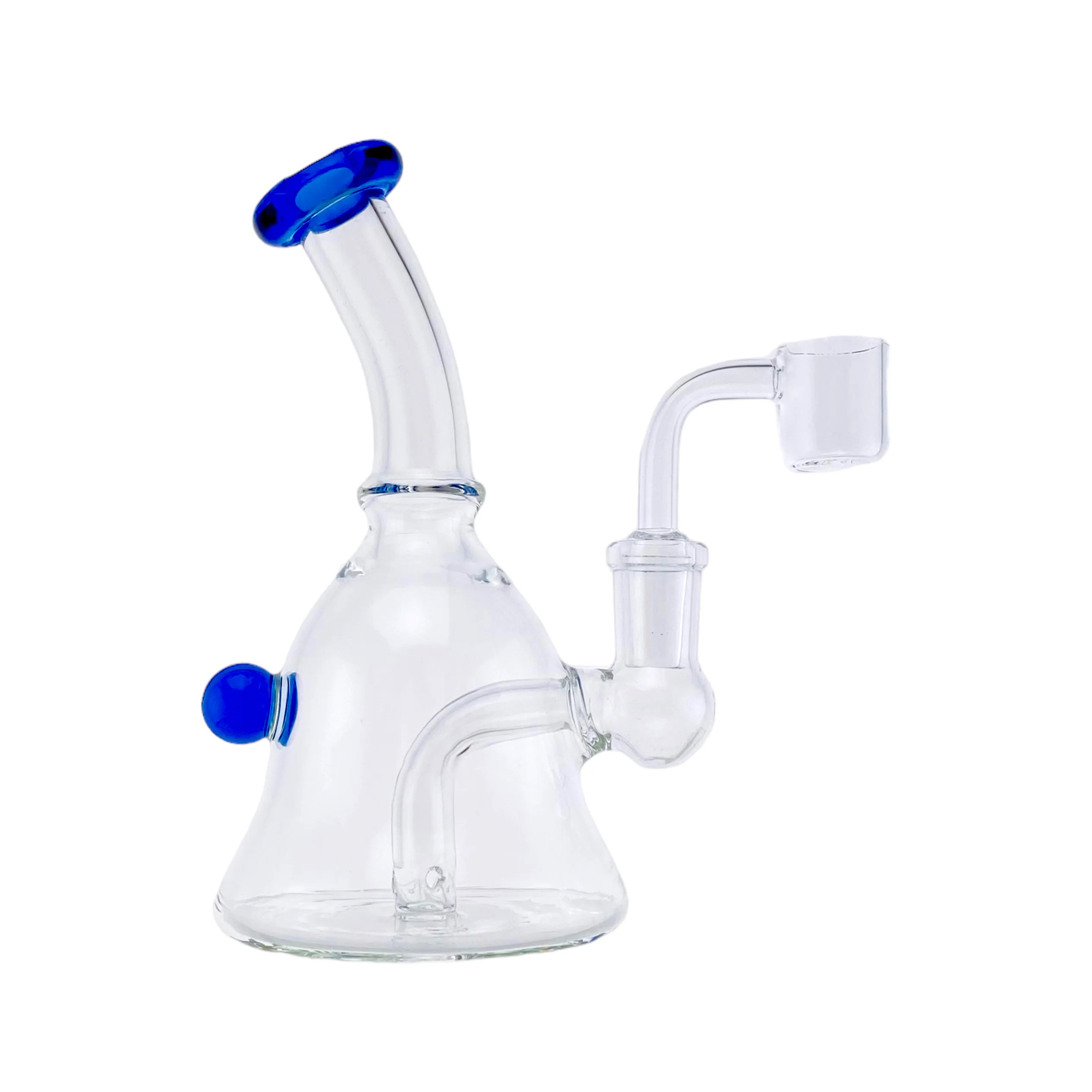 Mini Bell Shape Dab Rig With Blue Mouthpiece And Marble