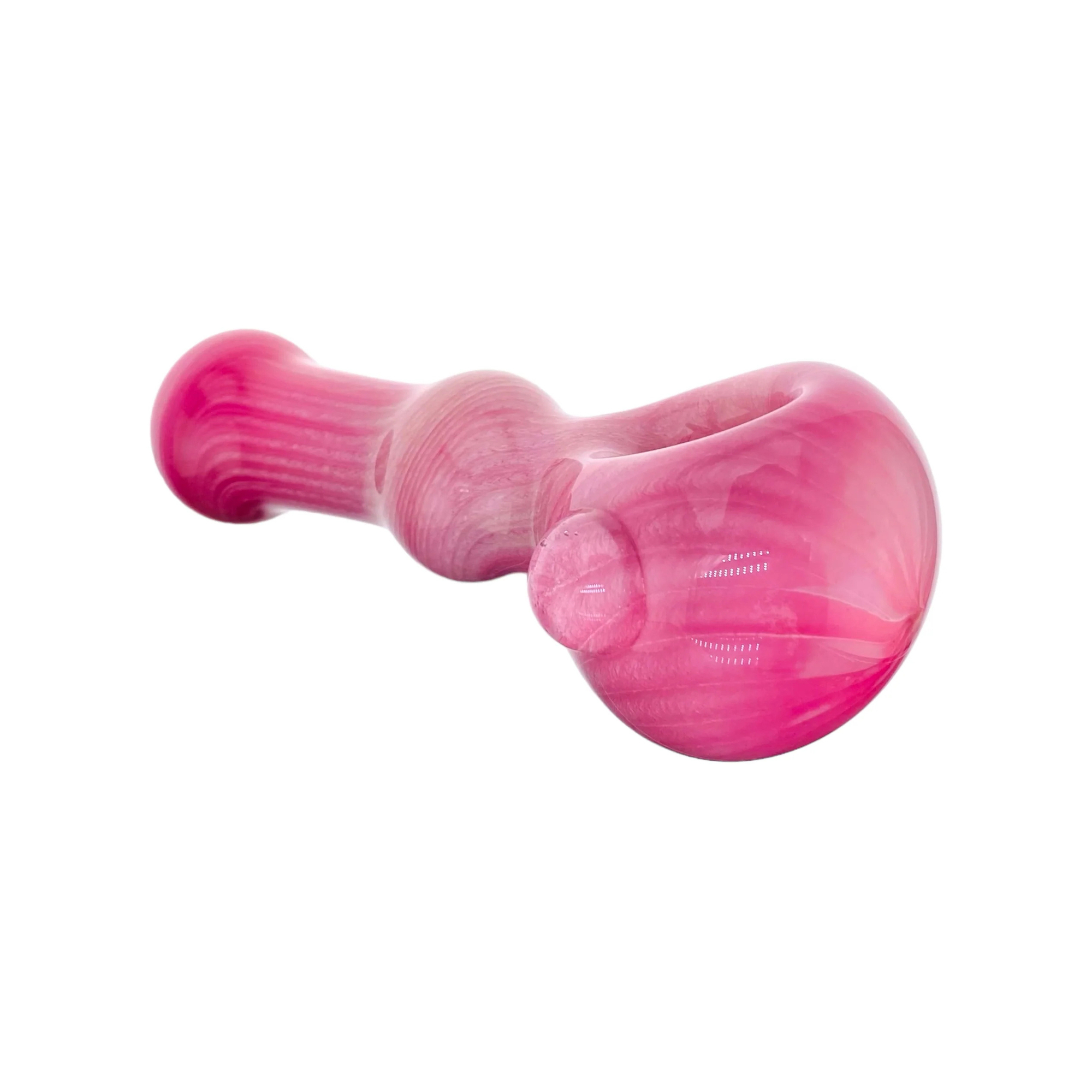 Large Pink Over White Glass Hand Pipe