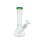 8 Inch Clear Beaker Bong With Jade Green Color Lip