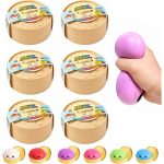 6PCS Dumpling Squeeze Toys, Fidget Dumplings Mystery Box, Soft Sensory Dumpling Stress Balls, Stretchable Desk Toys with Steamer Basket for Kids Adults