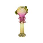 Pink And Yellow Inside Out Glass Hand Pipe With Green Carb