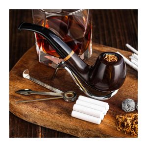 DiffLite's Tobacco Pipe, Handmade Wood Smoking Pipe, Perfect Beginner Pipe Kit for Smoking with Ultimate Guide E-Book, Gift Set and Accessories (Sunny Yellow)