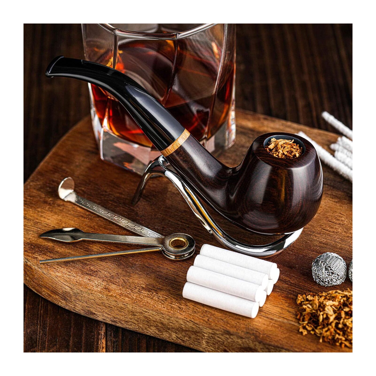 DiffLite's Tobacco Pipe, Handmade Wood Smoking Pipe, Perfect Beginner Pipe Kit for Smoking with Ultimate Guide E-Book, Gift Set and Accessories (Sunny Yellow)