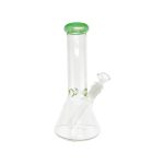8 Inch Clear Beaker Bong With Sea Foam Green Color Lip