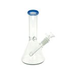 8 Inch Clear Beaker Bong With Periwinkle Color Lip