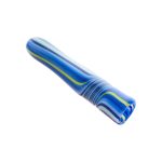 Glass Chillum Pipe - Purple, White, Black Line Work Glass One Hitter