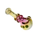 Pink And Yellow Inside Out Glass Hand Pipe With Green Carb