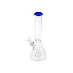 Clear Beaker Bong With Blue Color Lip 12 Inch