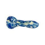 Color Changing Glass Hand Pipe With Blue Linework