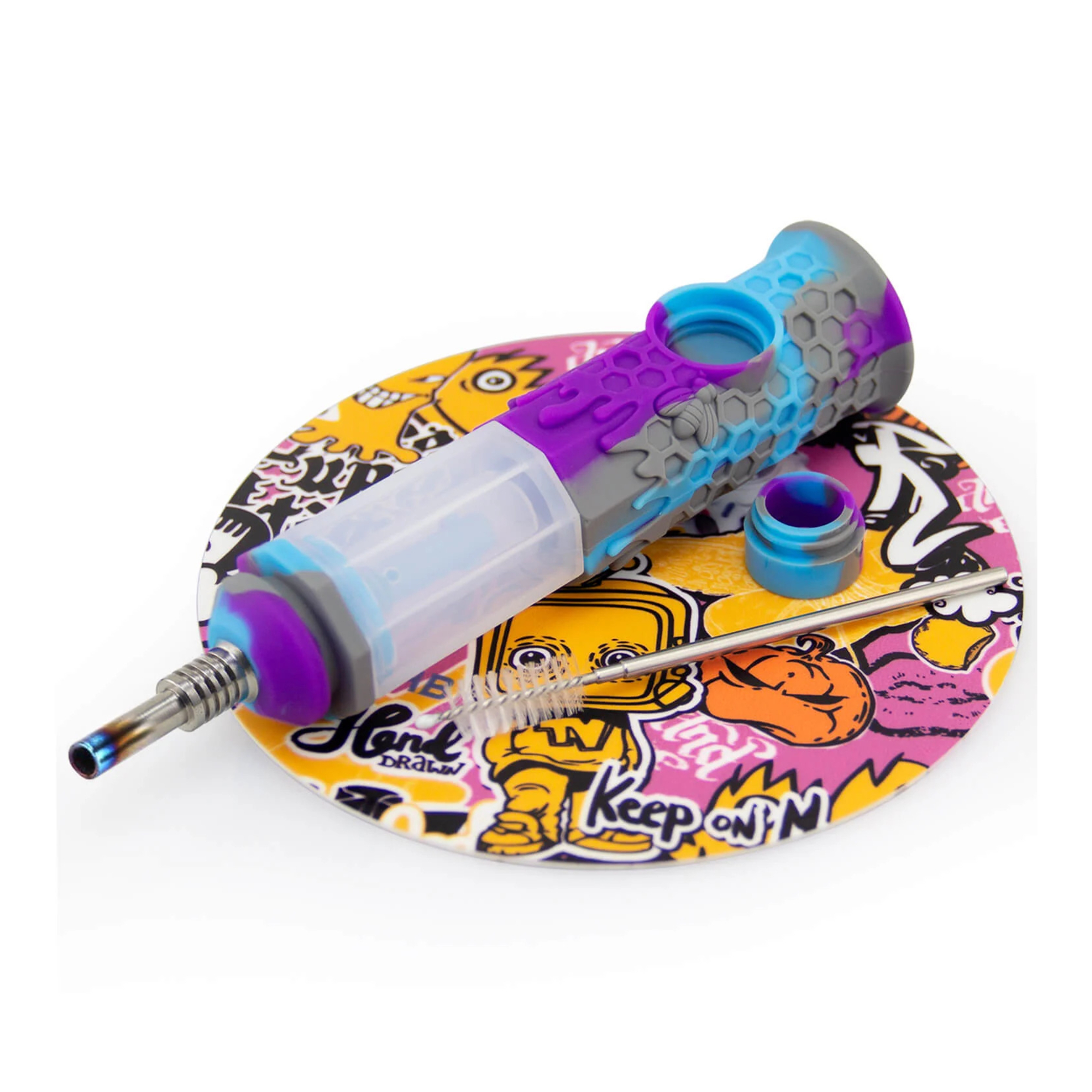 Silicone Honey Straw With Dab Mat