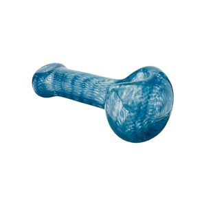 Inside Out Blue Glass Hand Pipe With Flat Mouthpiece