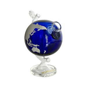 7.5" Globe Glass Bong Etched Map