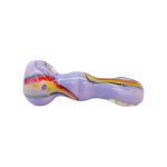 Purple Glass Hand Pipe With Rasta Linework Twirl And Flat Mouthpiece