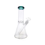 8 Inch Clear Beaker Bong With Lake Green Color Lip