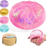 Sugar Glitter Dumpling Squishy,Viral Bao Bun Squishy Dumling Mystery Box,Stress Relief Fidget Squeeze Toy for Holiday & Birthday Gifts (Pink)