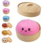 Dumpling Squishy, Dumpling Squishy Mystery Box, Glitter Dumplings Mystery Box, Colorful Dumplings Stress Balls Fidget Sensory Toy, Easter Basket Stuffers Party Favors (Pink)