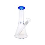 8 Inch Clear Beaker Bong With Blue Color Lip