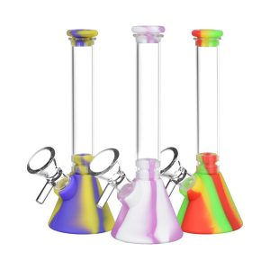 Silicone on Glass Beaker Water Pipe - 6" / 14mm F 6ct