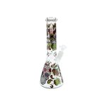 Clear Water Pipe Bong With Sugar Skull And Flowers Beaker 10 Inch