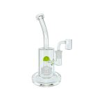 Clear Dab Rig With Sea Foam Green Multi Slit Disc Perc 9 Inches Tall