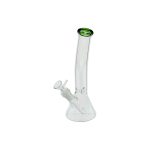 Clear Beaker Glass Water Pipe Bong With Bent Neck And Green Mouthpiece