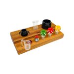Multi Hole Wood Dab Station And Display Stand Holder For 10mm And 14mm Bong Bowl Pieces Or Quartz Bangers - Mahogany