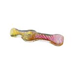 Glass Chillum Pipe - Pink Gold Fuming Inside Out Explosion With Donut