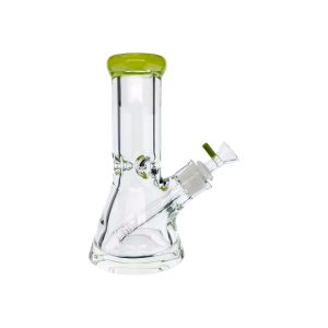 8 Inch Extra Extra Thick Clear Glass Bong With Slyme Green Mouthpiece