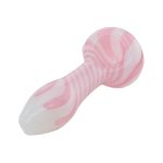 Pink And White Twist Glass Hand Pipe