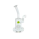 Clear Dab Rig With Sea Foam Green Multi Slit Disc Perc 9 Inches Tall