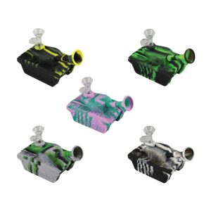 Tank Silicone Waterpipe - 6" / 14mm F / Colors Vary