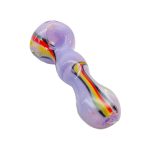 Purple Glass Hand Pipe With Rasta Linework Twirl And Flat Mouthpiece
