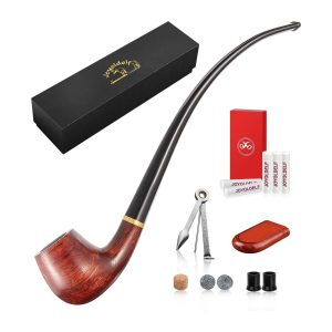 Joyoldelf Tobacco Pipe Smoking Pipe Rosewood Exquisite Handcrafted Churchwarden Tobacco Pipe - Complete Starter Set
