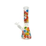 Clear Beaker Glass Bong With Flowers 10 Inch