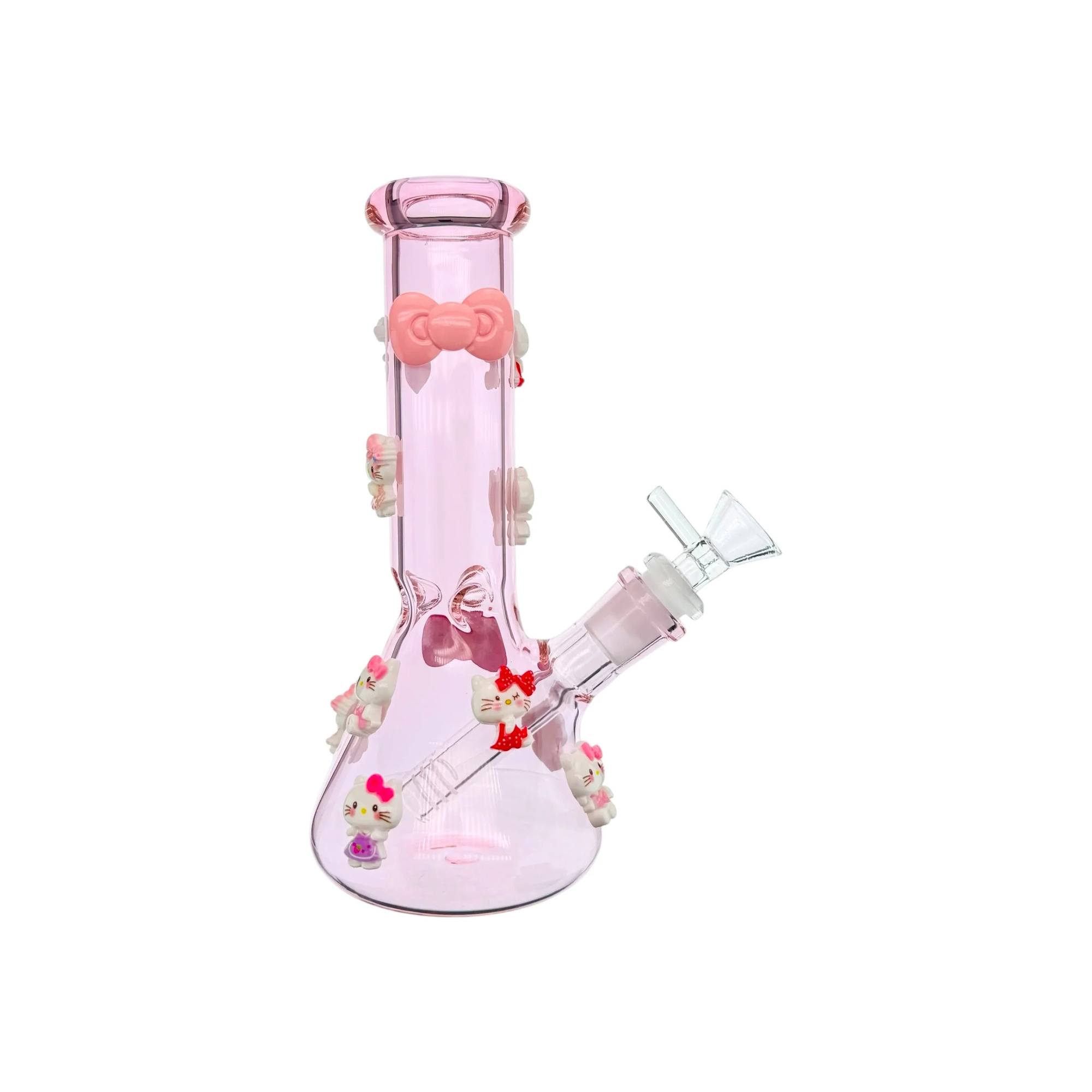Pink Bong With Kitty And Bow Ties 8 Inch