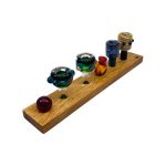 5 Hole Wood Display Stand Holder For 14mm Bong Bowl Pieces Or Quartz Bangers - White Oak