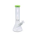 Clear Beaker Bong With Slyme Green Mouth Piece 12 Inch